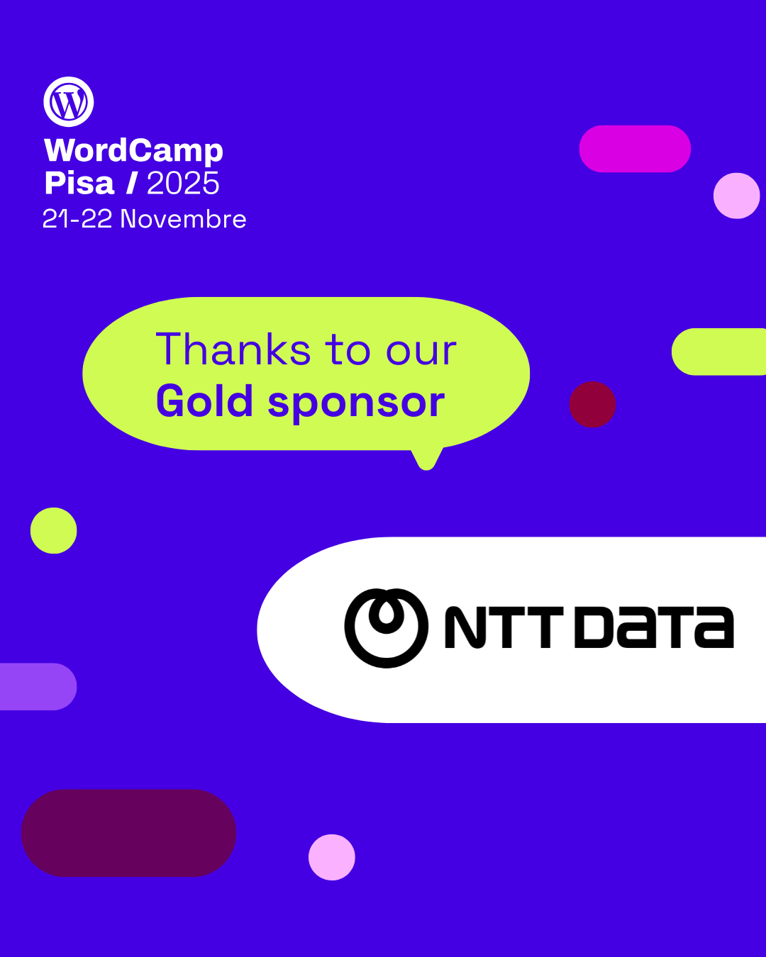 Grazie a NTT DATA, sponsor gold di WordCamp Pisa 2025