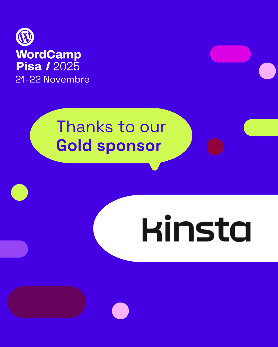 Grazie a Kinsta, sponsor gold di WordCamp Pisa 2025