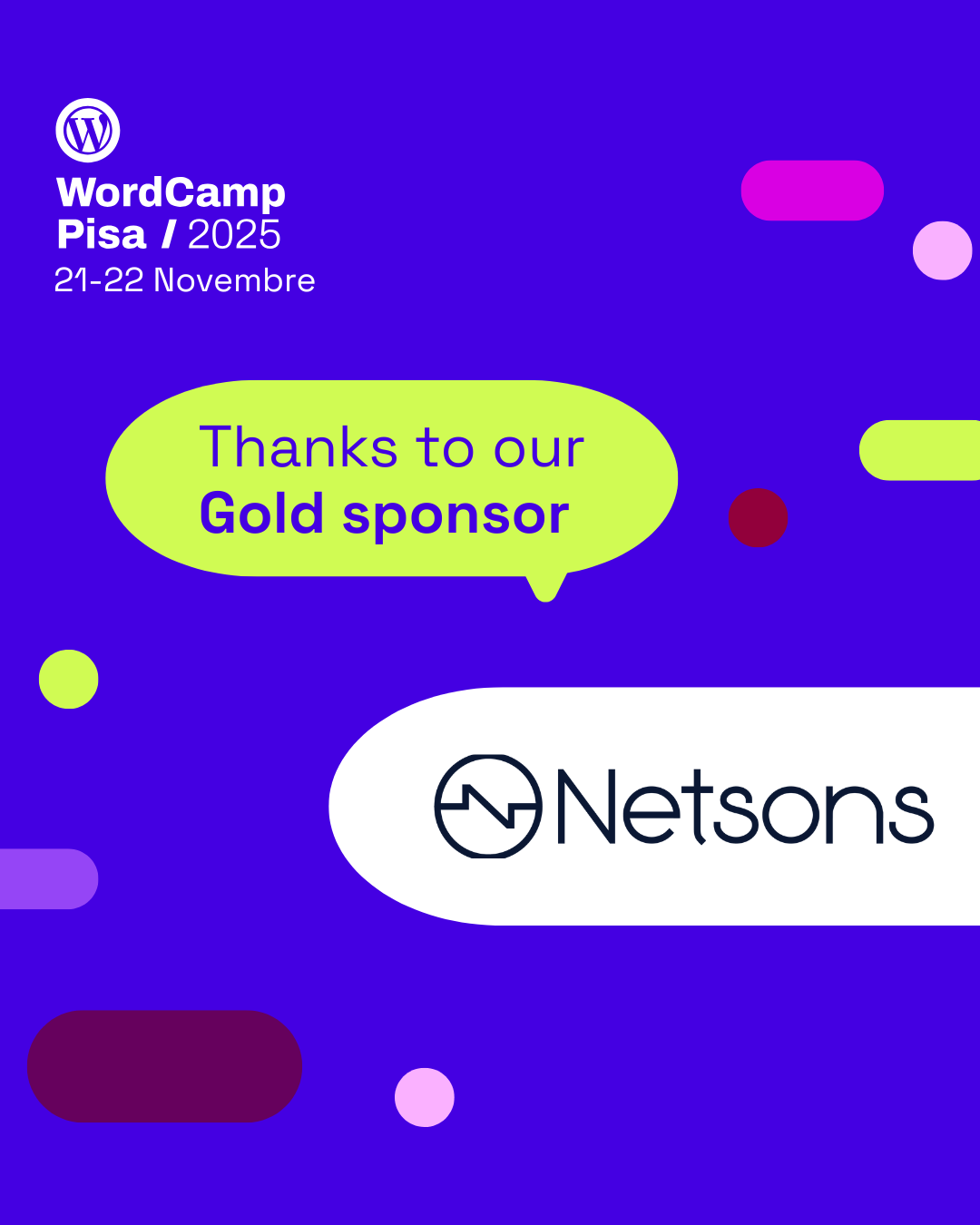 Grazie a Netsons, sponsor gold di WordCamp Pisa 2025