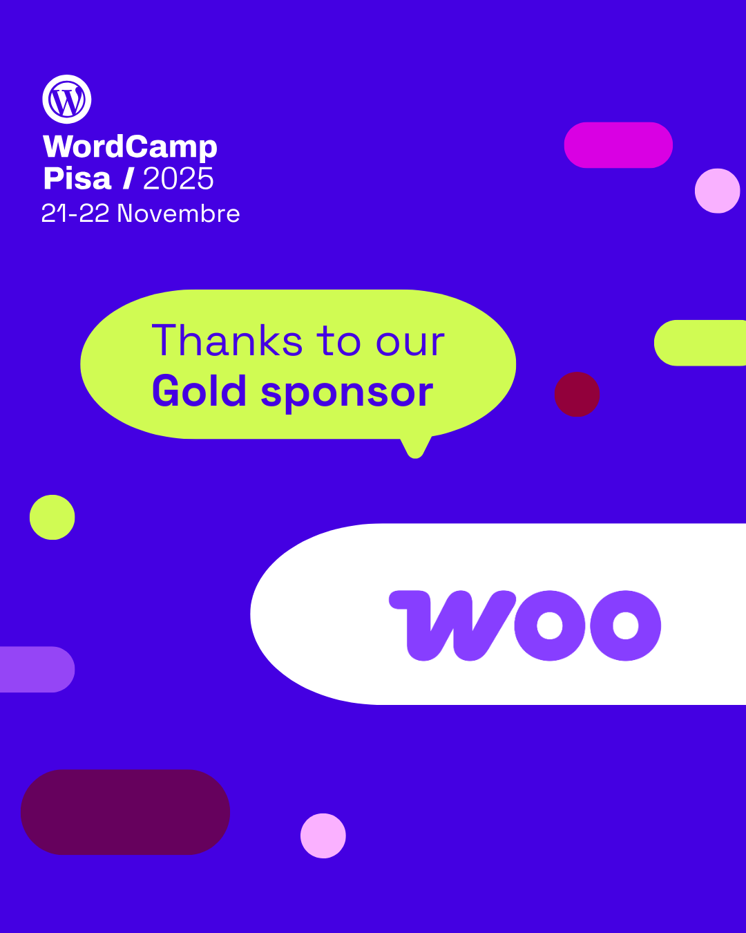 Grazie a WooCommerce, sponsor gold di WordCamp Pisa 2025