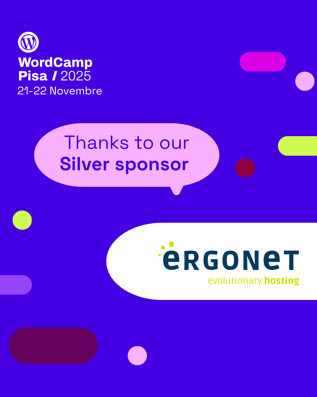 Grazie a Ergonet, sponsor silver di WordCamp Pisa 2025